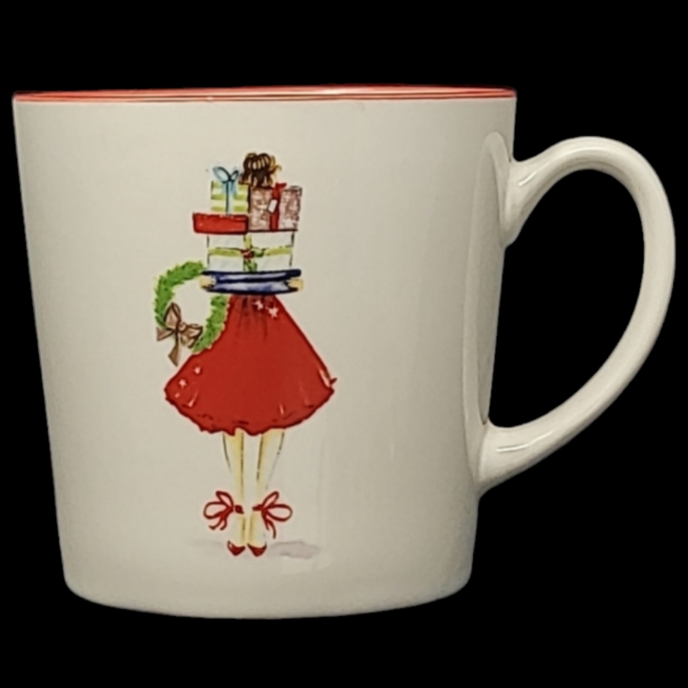 2019 GRAPHIQUE MACKENZIE JENEWEIN CHRISTMAS LADY WITH GIFTS COFFEE MUG